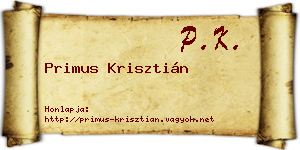 Primus Krisztián névjegykártya