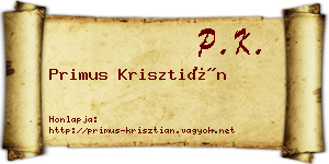 Primus Krisztián névjegykártya